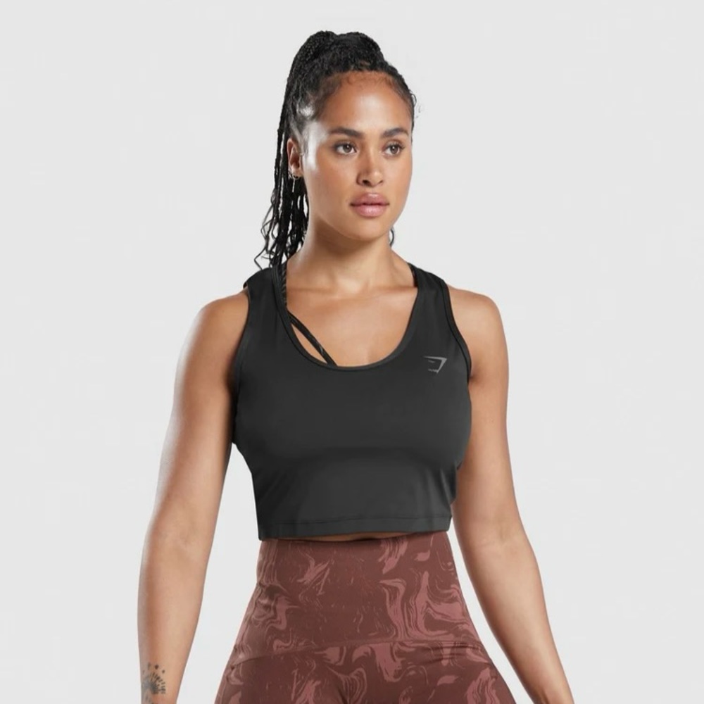 Gymshark Womens Power Open Back Cropped Tank | XS | Black NEW!! - Picture 5 of 13